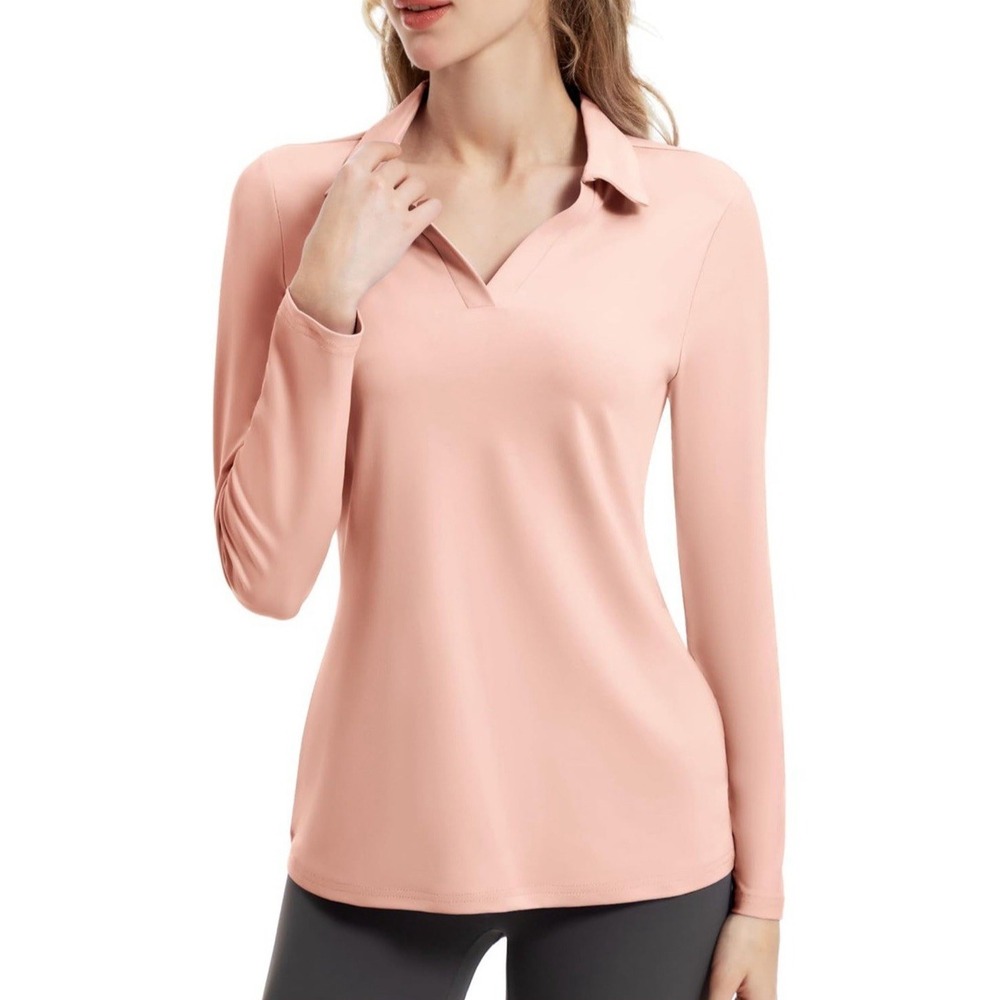 NWT FKEEP Women's‎ Tennis/Golf Long Sleeve V-Neck Shirt - Color Pink - Size XS